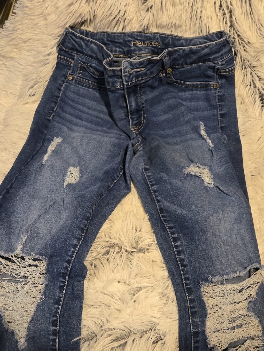 Maurices Ripped Dark Blue Skinny Jeans